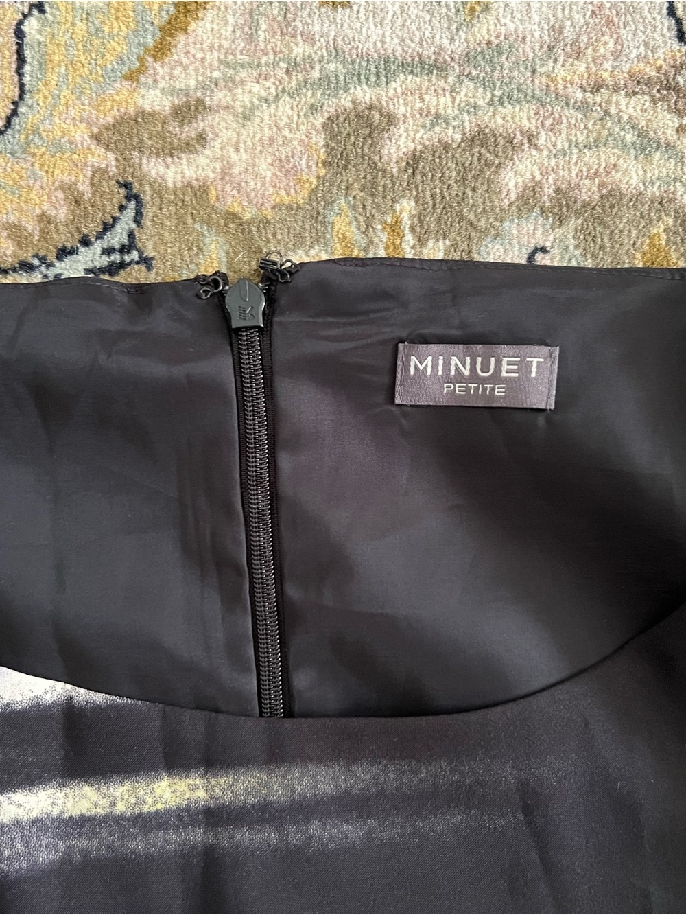 Minuet Petite Black Dress with Subtle Light Stripe Accent - Picture 7 of 8